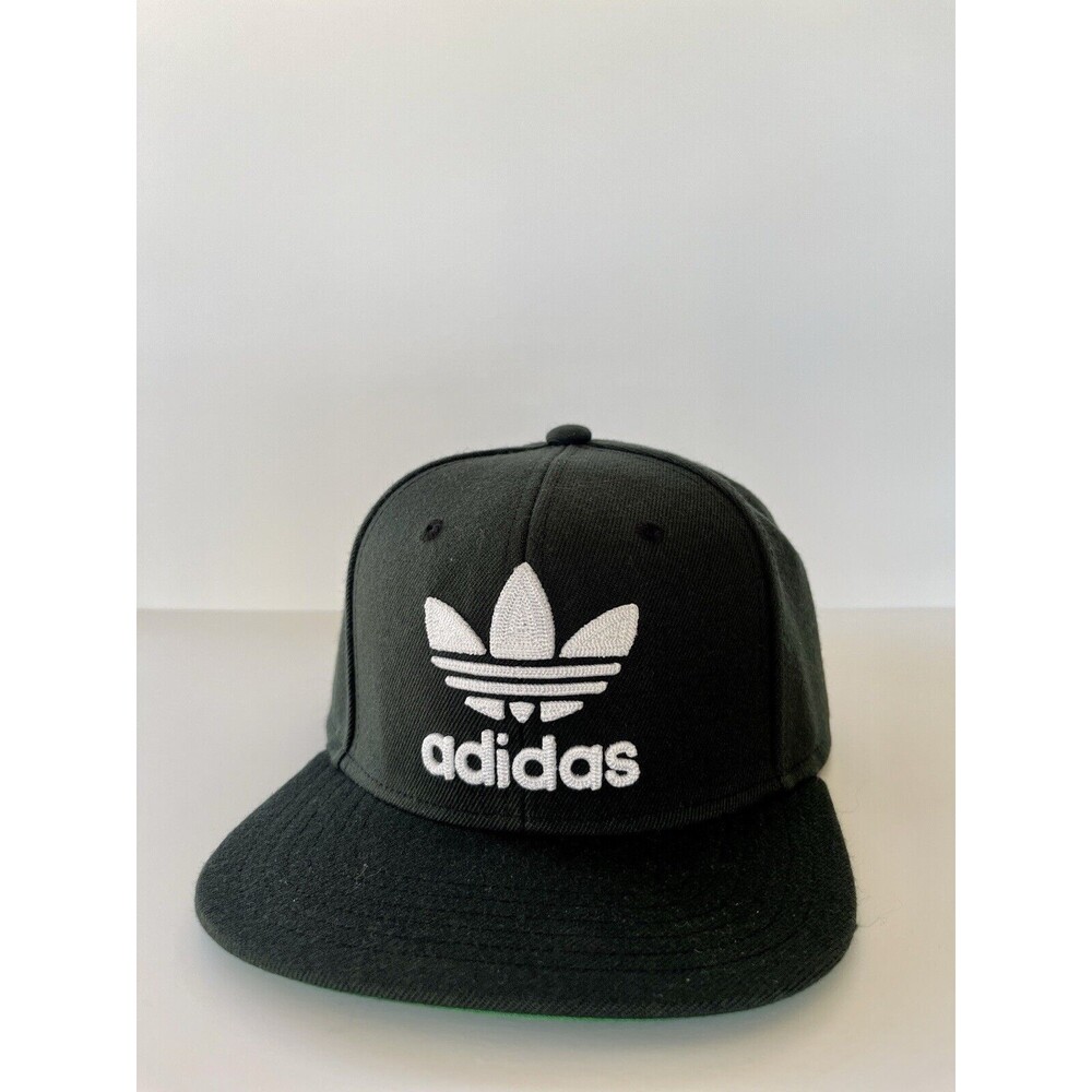 Adidas Men's Black White Trefoil Chain Flatbrim Snapback Cap Hat Adjustable